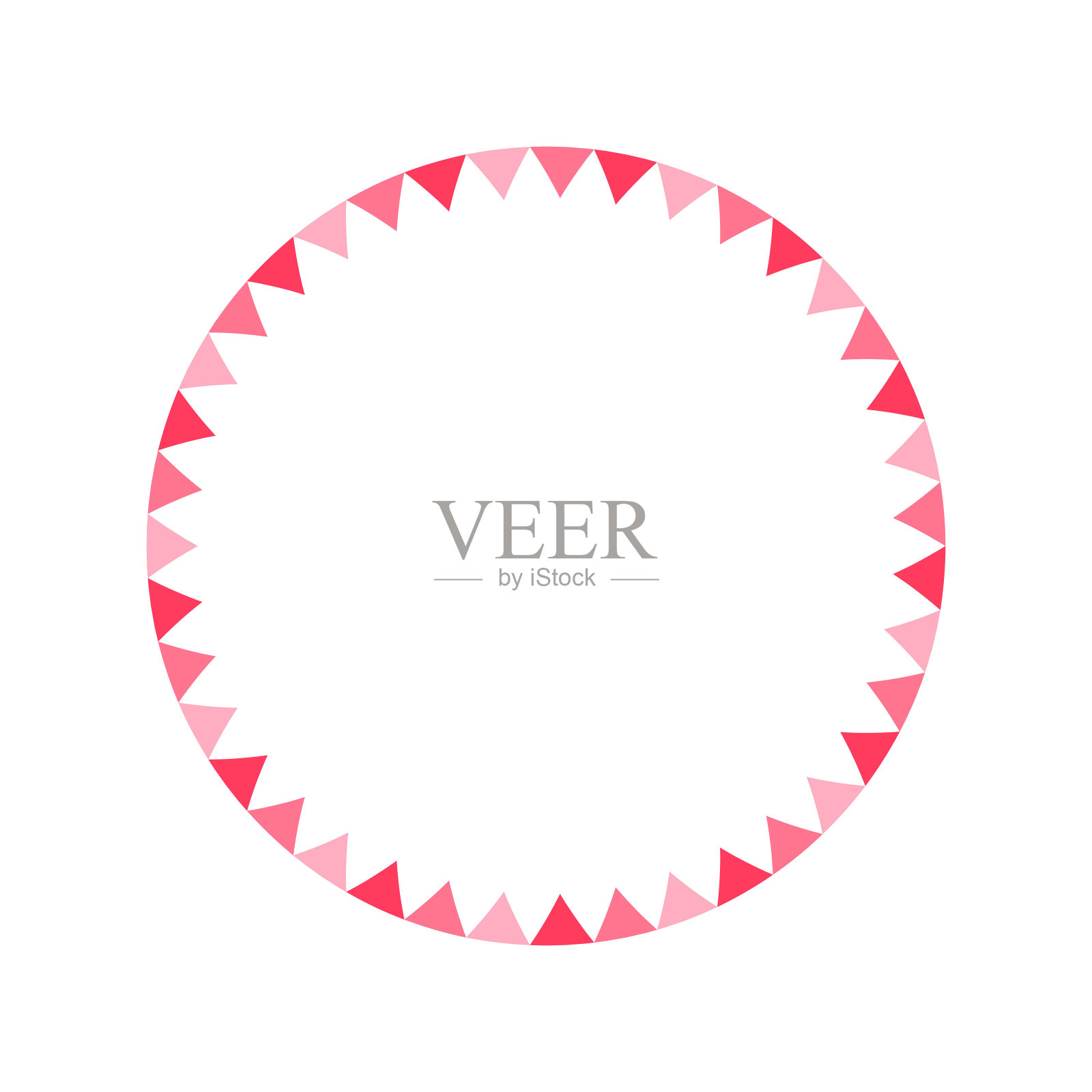 圆粉彩框架与三角形三角旗图案设计。简单简约的情人节装饰元素。插画图片素材