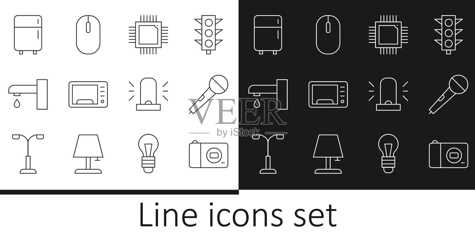 设置线摄影相机麦克风处理器与图标素材