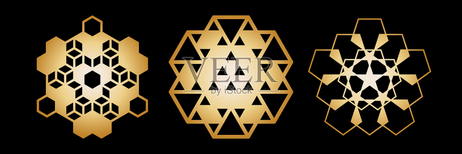 抽象几何装饰曼荼罗集插画图片素材