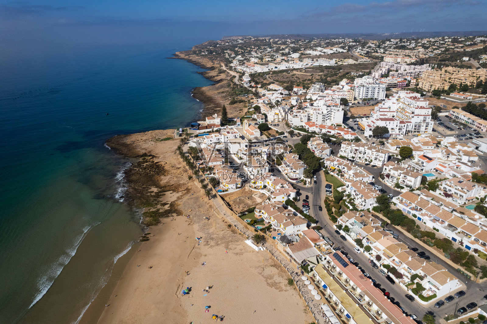 无人机空中普拉亚达卢兹海滩拉各斯葡萄牙阿尔加维照片摄影图片