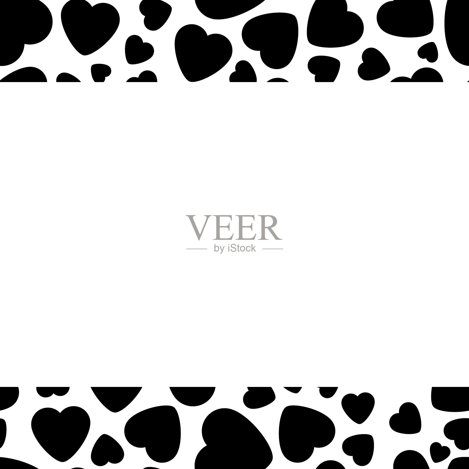 框架与黑色的心在白色的背景插画图片素材