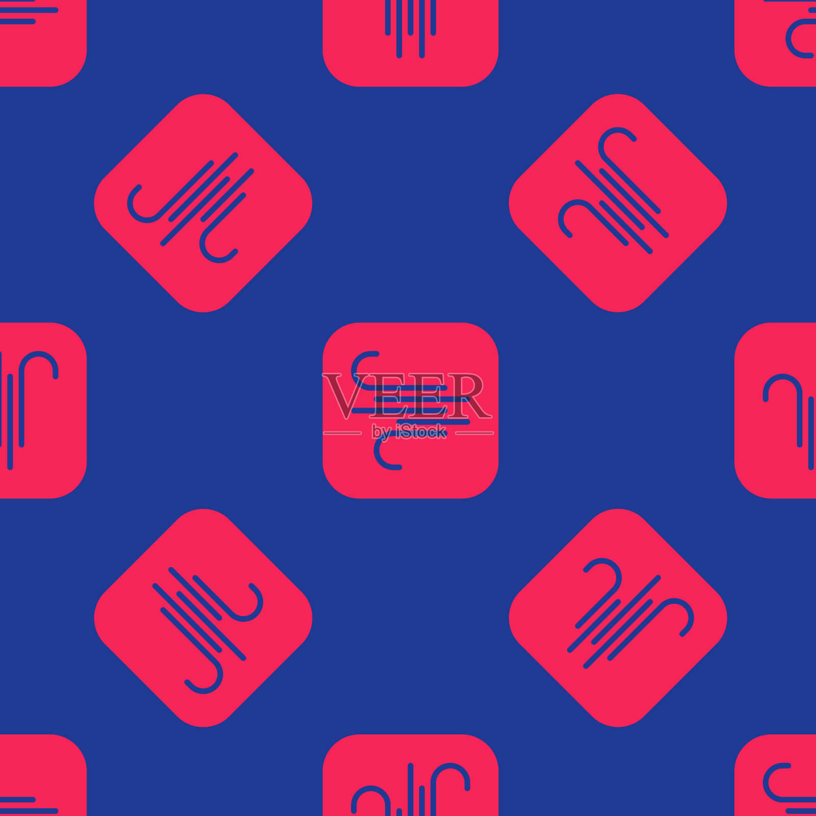 红色的风图标孤立无缝图案上的蓝色插画图片素材