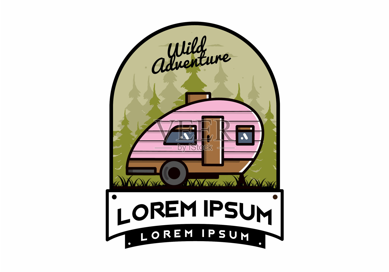 泪滴露营复古设计插画图片素材