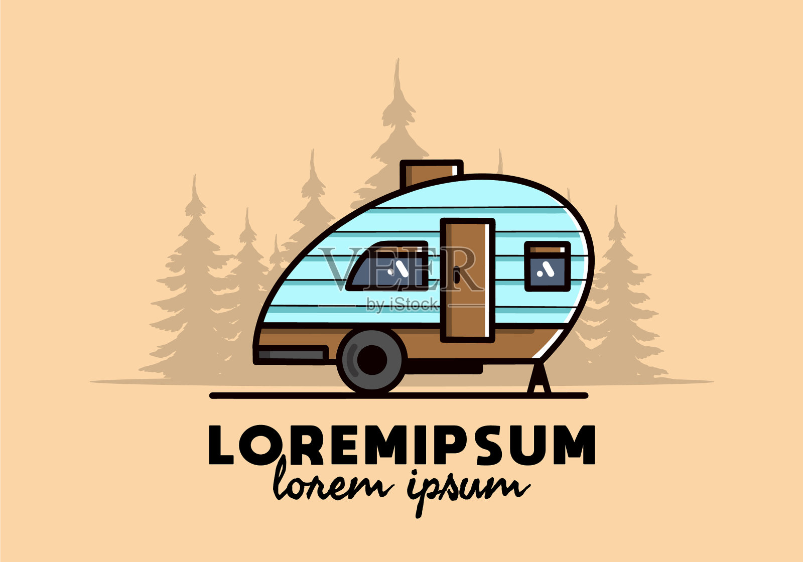 泪滴露营复古设计插画图片素材