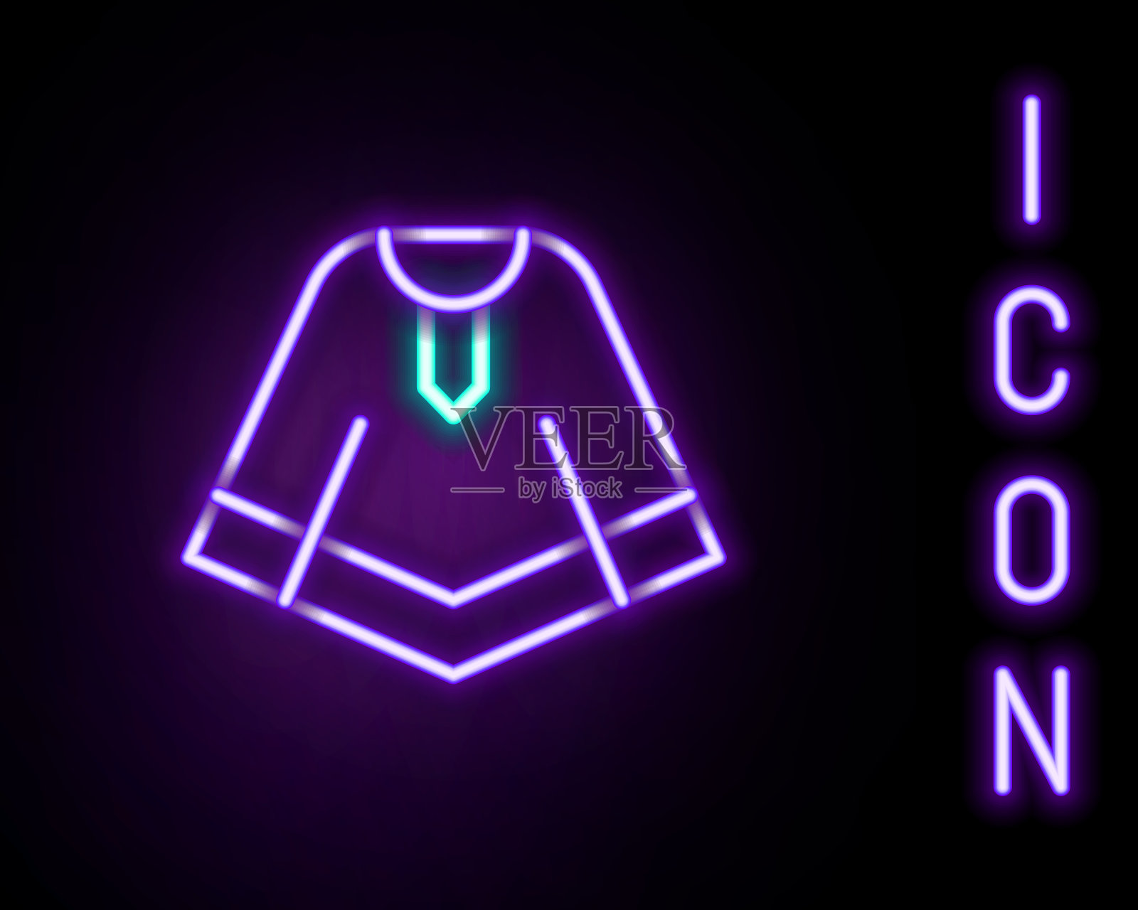 发光的霓虹灯线传统的墨西哥斗篷插画图片素材