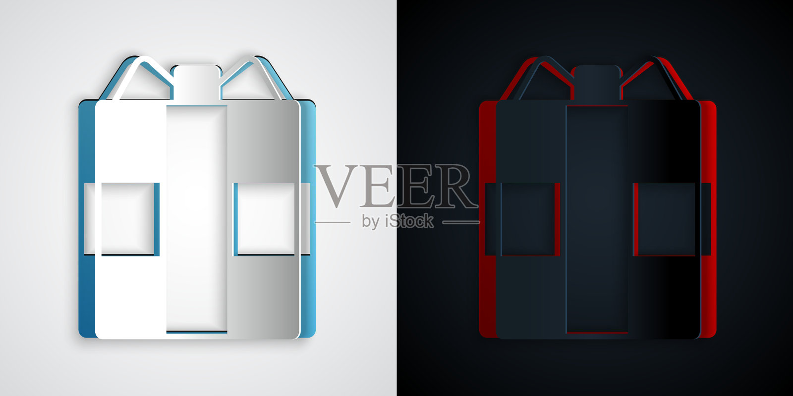 剪纸礼盒图标孤立在灰色和黑色图标素材