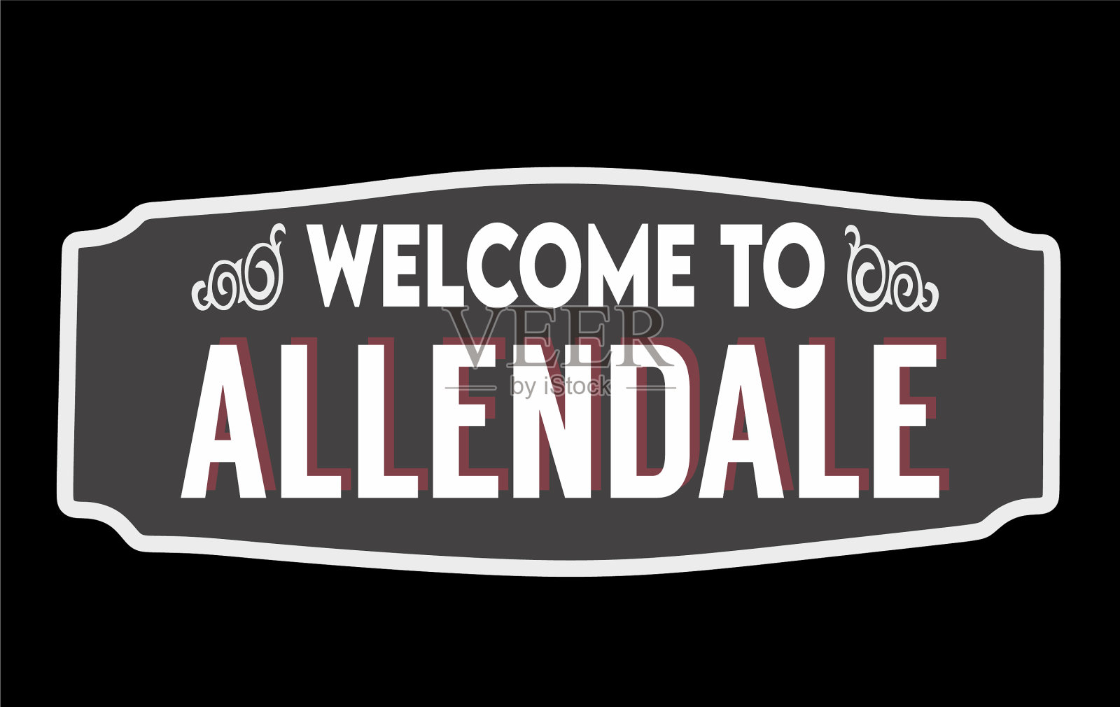 南卡罗来纳州的艾伦代尔，黑色背景插画图片素材