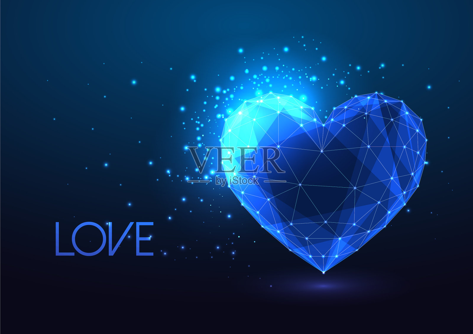 未来发光低多边形全息图心脏插画图片素材