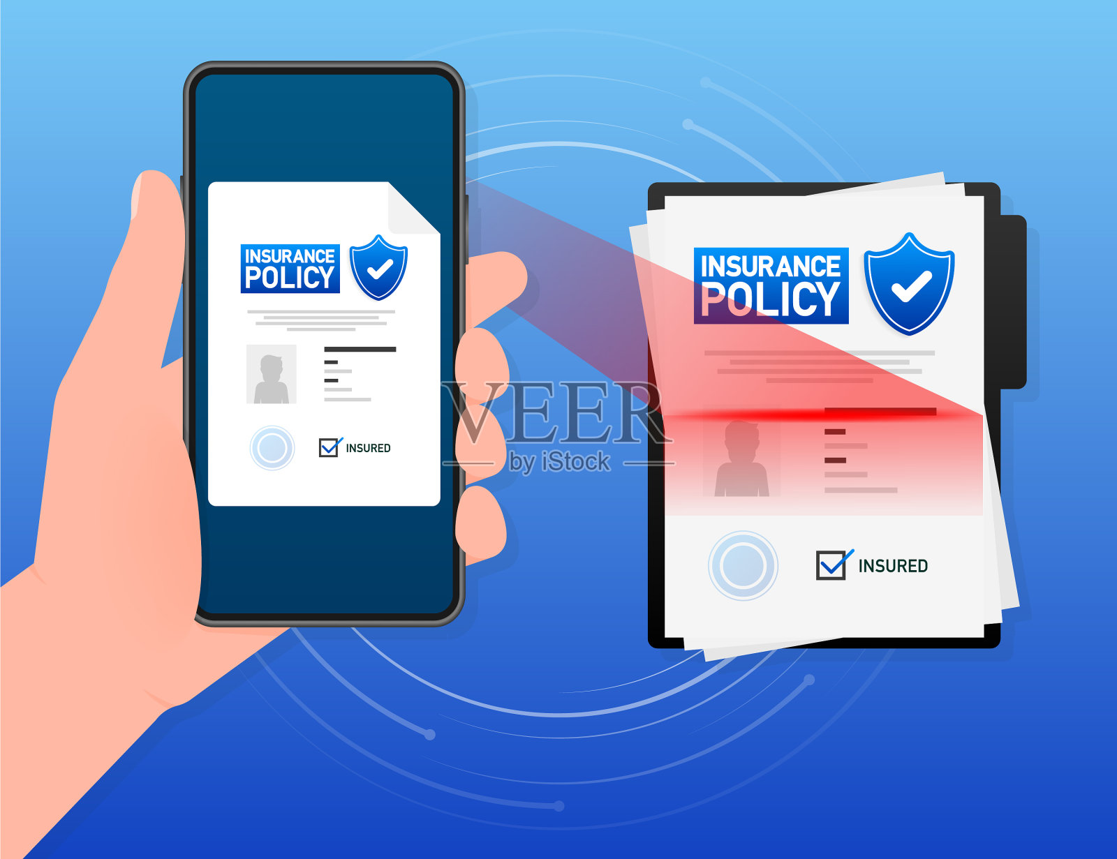 保险单图标数字背景插画图片素材