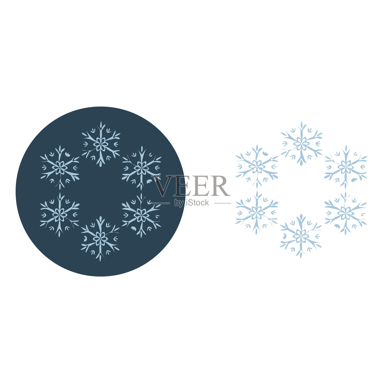 圣诞雪花圆插画图片素材