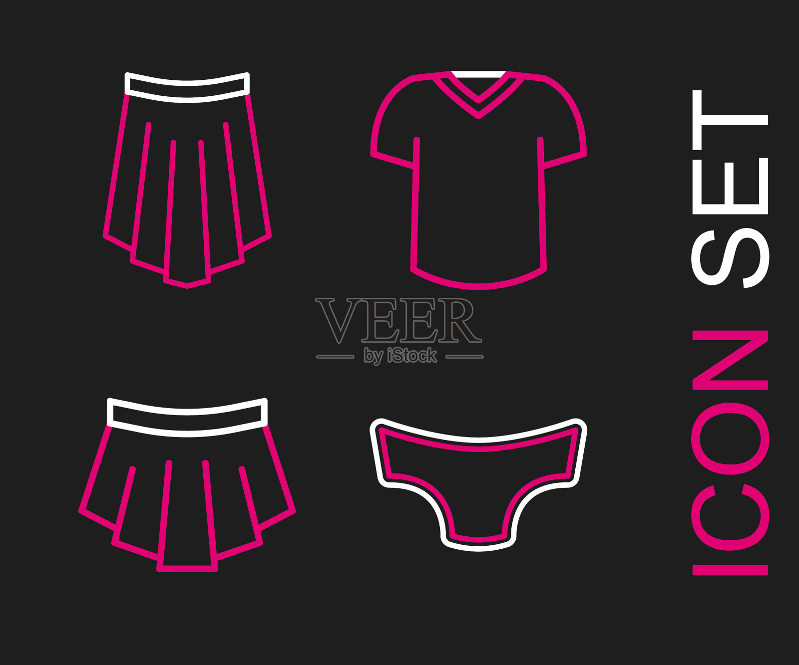 集线条男士内裤、裙子、t恤和icon图标素材