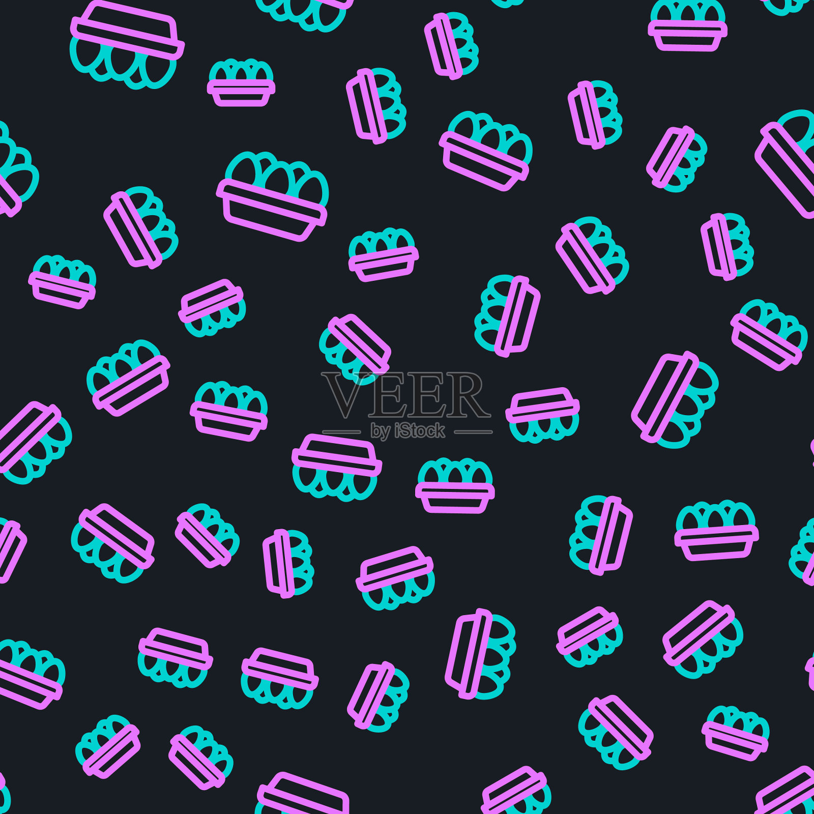 线鸡蛋在盒子图标隔离无缝插画图片素材