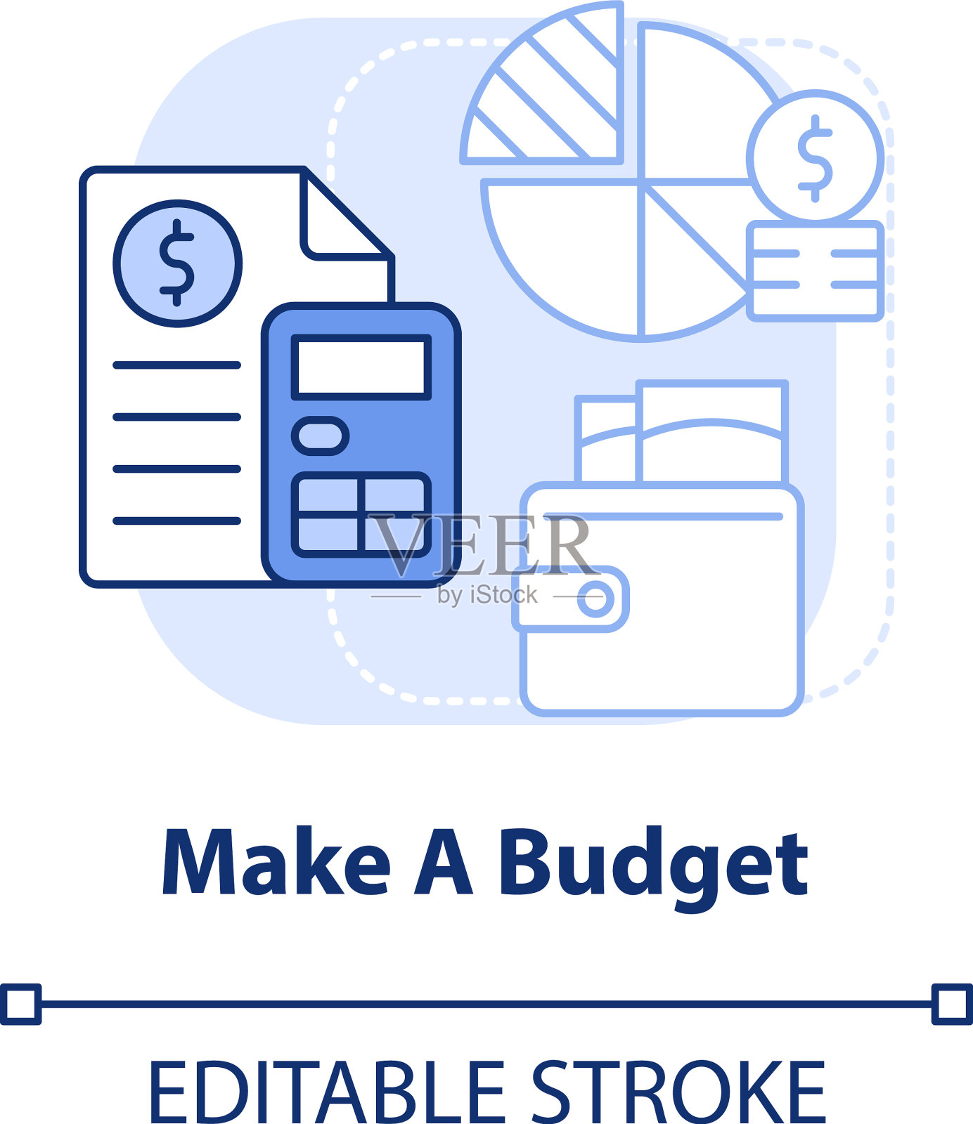 使预算浅蓝色的概念图标插画图片素材