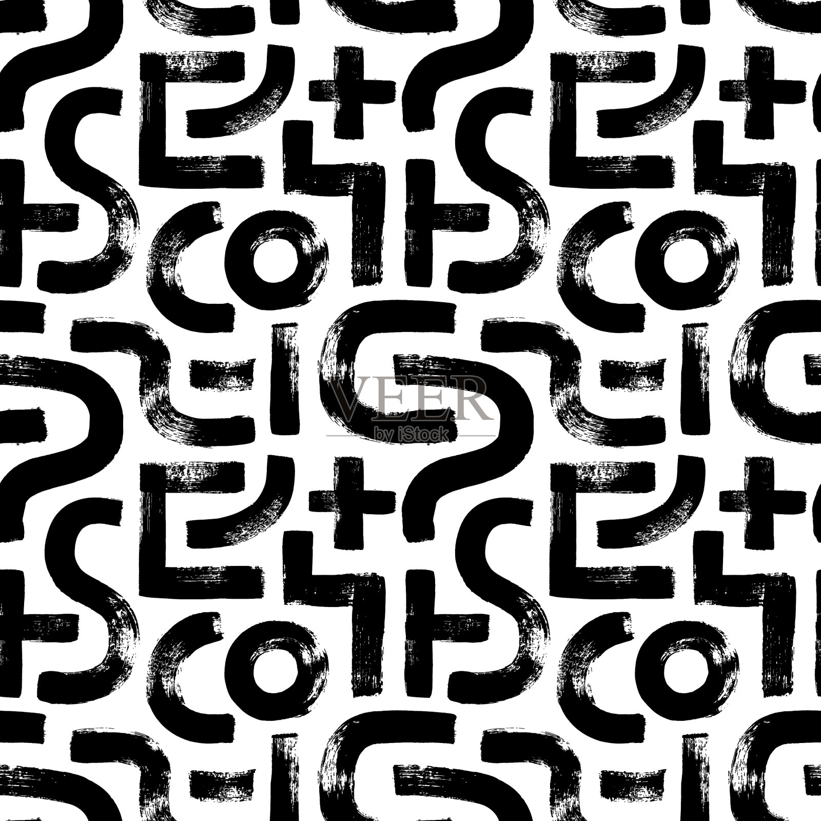 手绘几何形状无缝图案插画图片素材