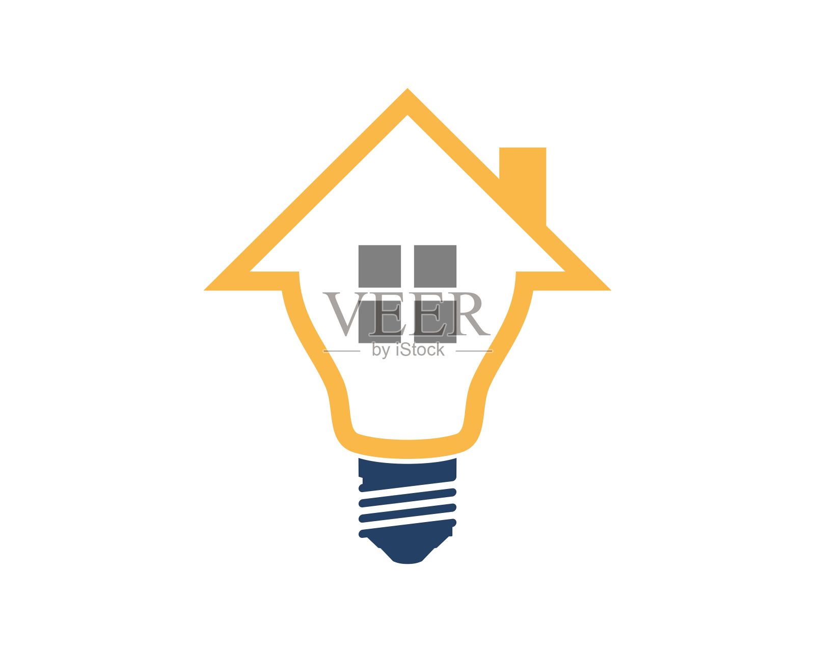 内部有home形状的灯泡插画图片素材