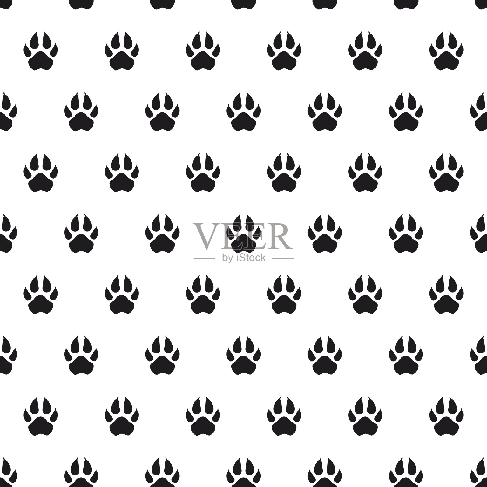 狗爪剪影无缝图案插画图片素材
