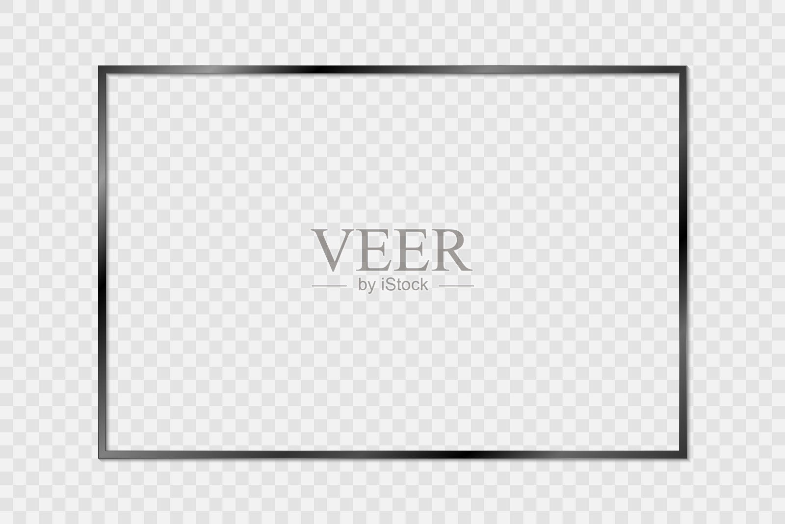 金色闪亮发光的复古框架与阴影隔离在透明的背景。金色奢华的现实矩形边框。股票版税免费矢量插图。PNG插画图片素材