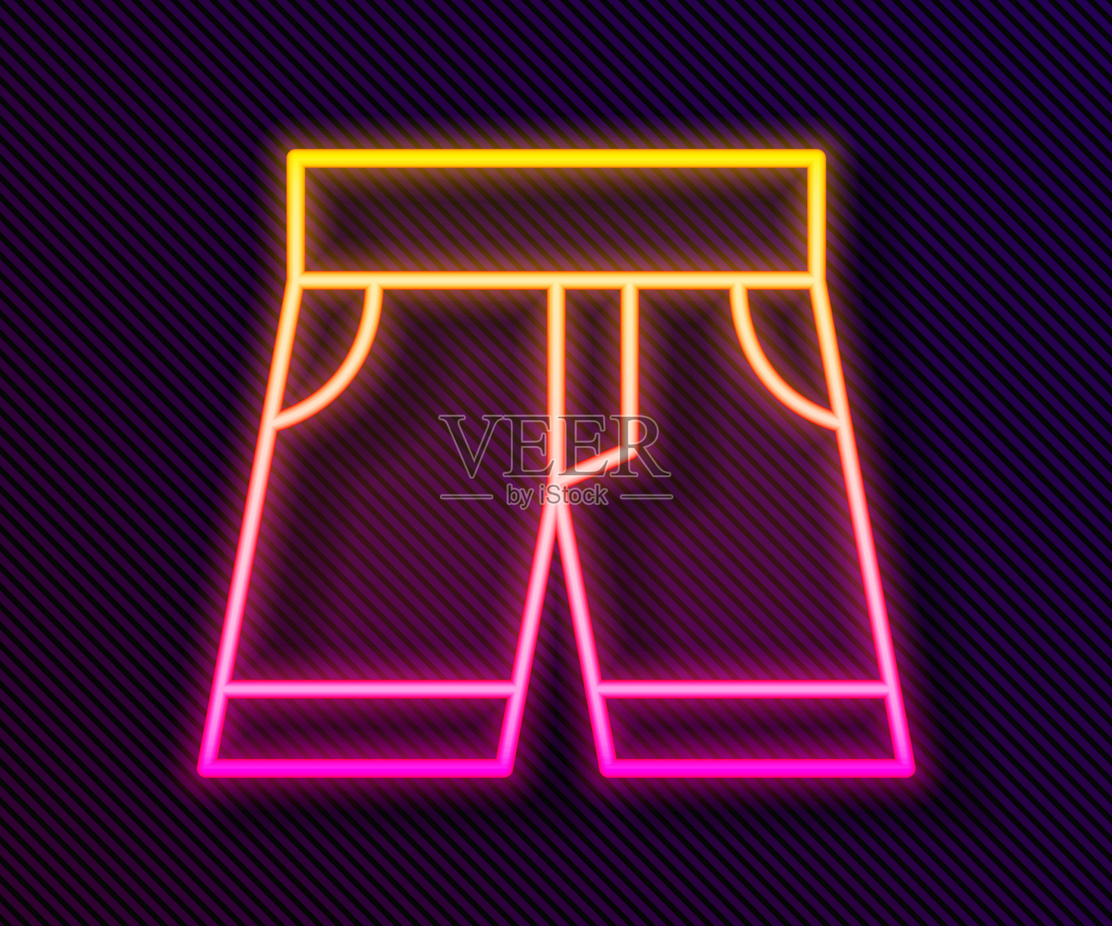 发光的霓虹灯线短或裤子图标孤立上插画图片素材