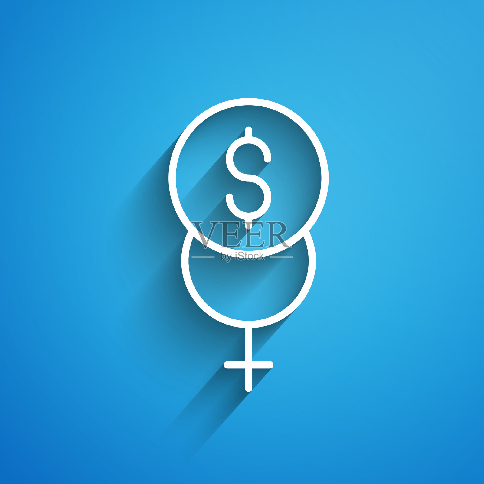 白线女性主义金融图标孤立的蓝色插画图片素材