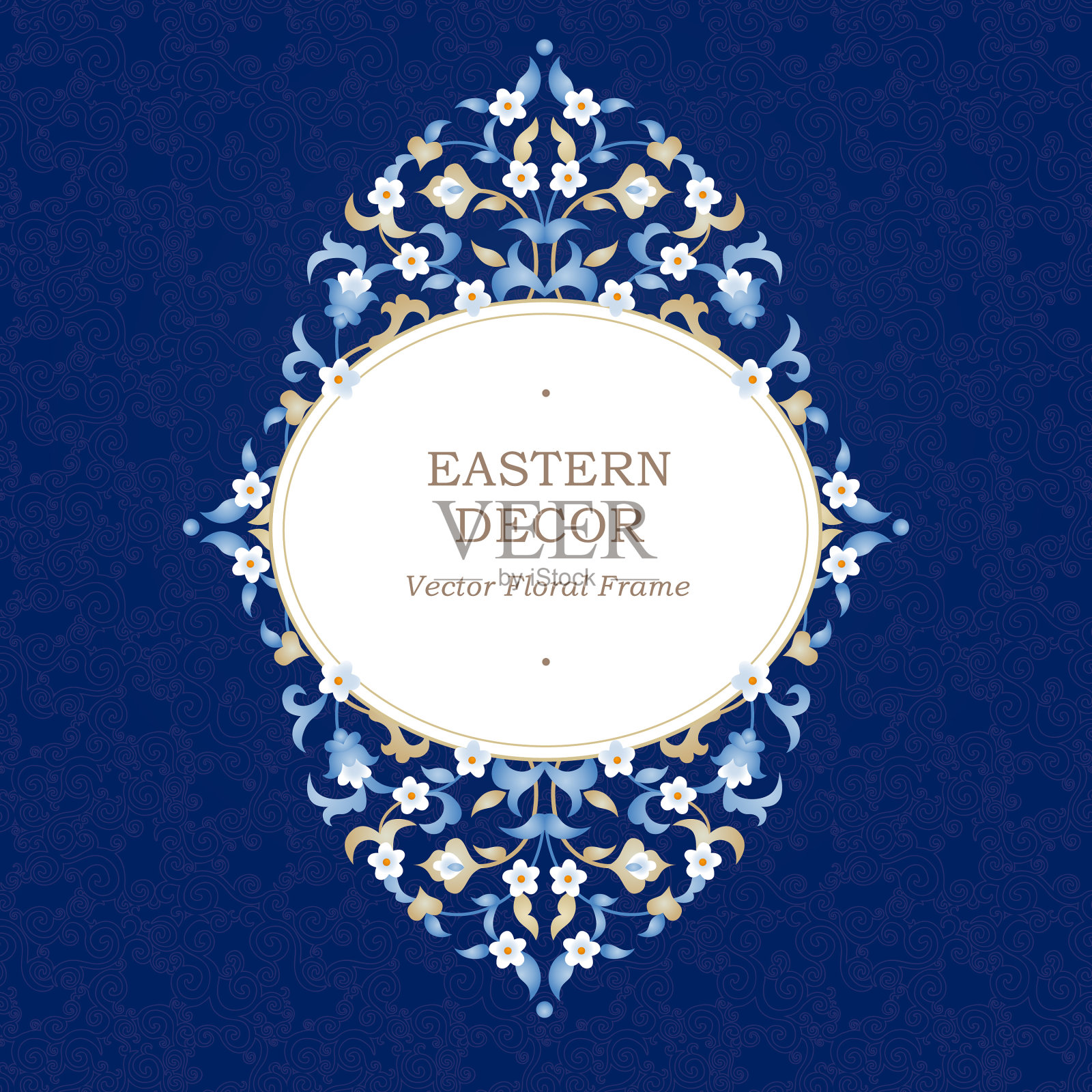 东方风格的装饰框架插画图片素材