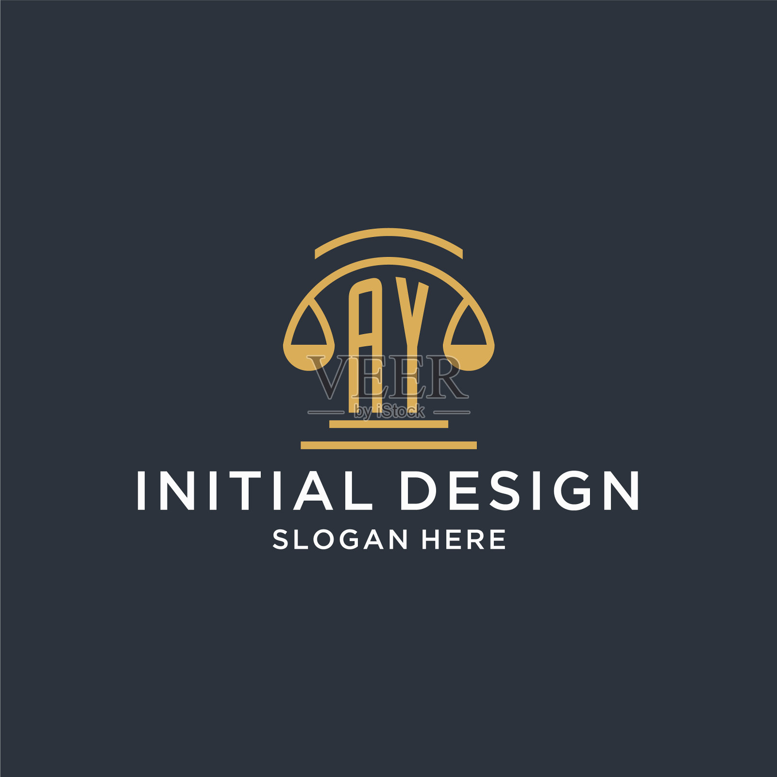 Ay首字母配以比例正义标志设计插画图片素材