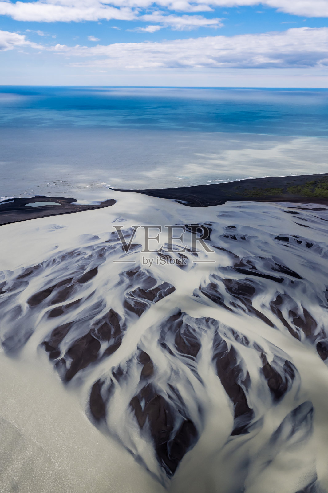 冰岛冰川河与海洋相遇照片摄影图片