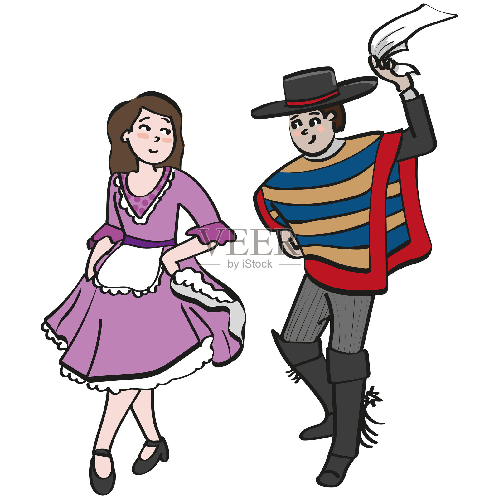 舞蹈cueca智利舞蹈男人和女人设计元素图片