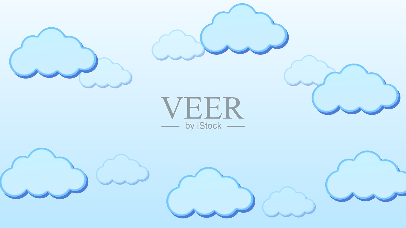 抽象卡哇伊云卡通背景。插画图片素材