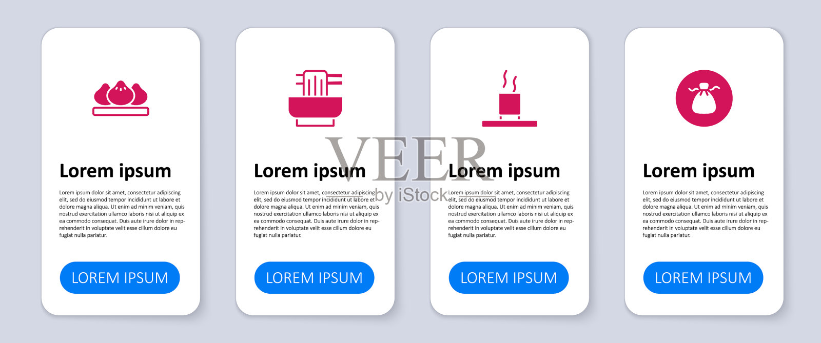 将馄饨杯茶水亚洲面条放入碗中插画图片素材