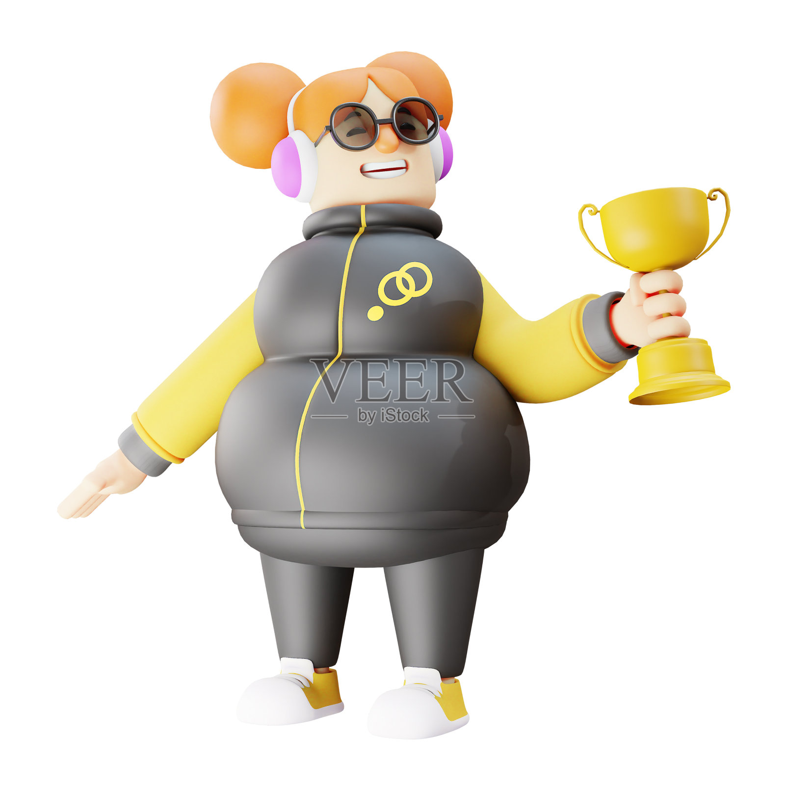 一个漂亮的3d有趣的女孩卡通图片显示她插画图片素材