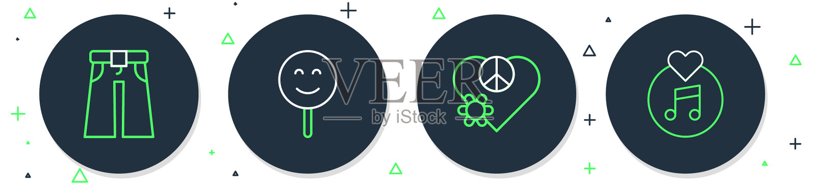 定线微笑面对爱和平牛仔裤宽而图标素材