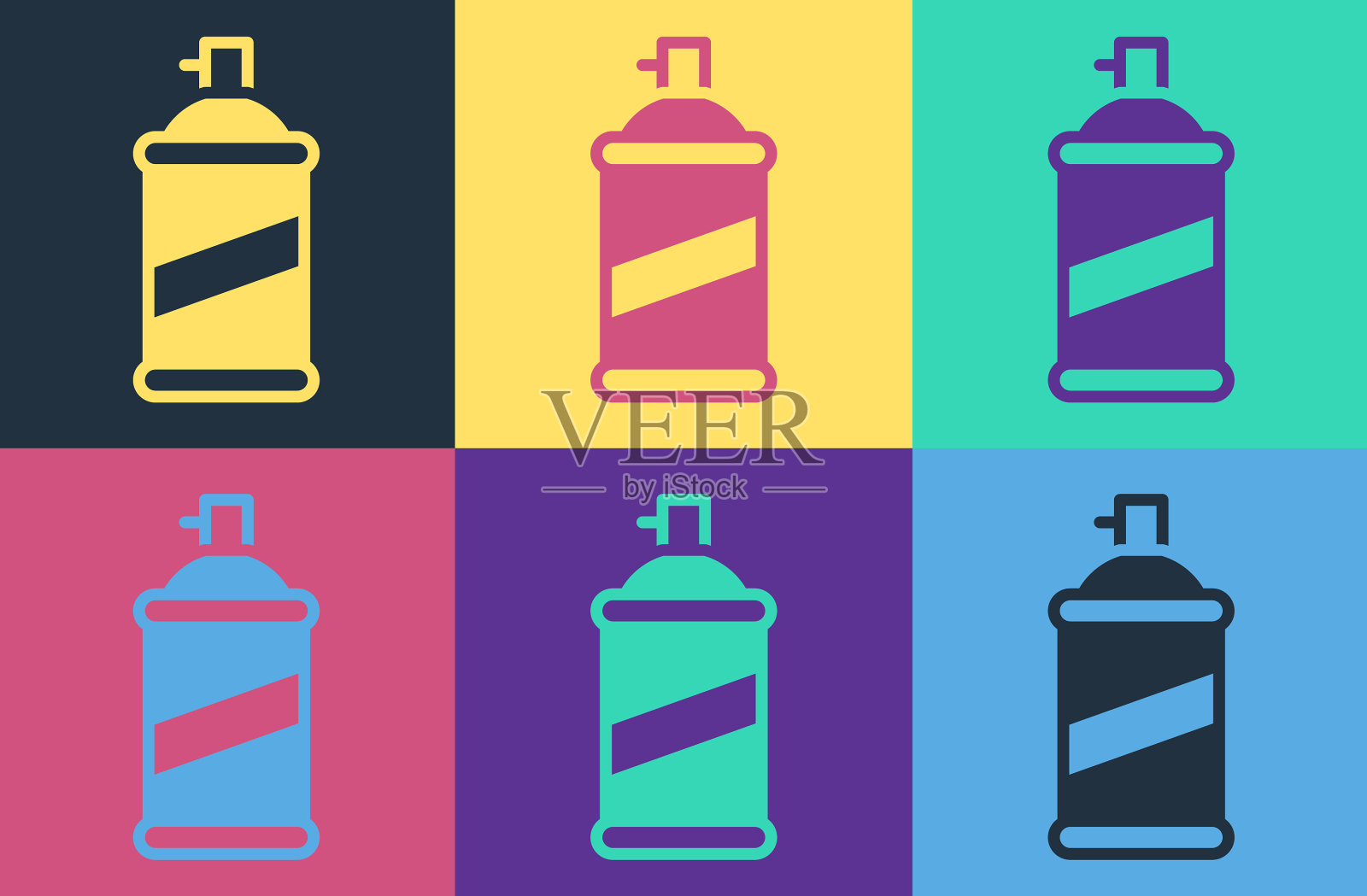 波普艺术喷漆可以将图标隔离在颜色上插画图片素材