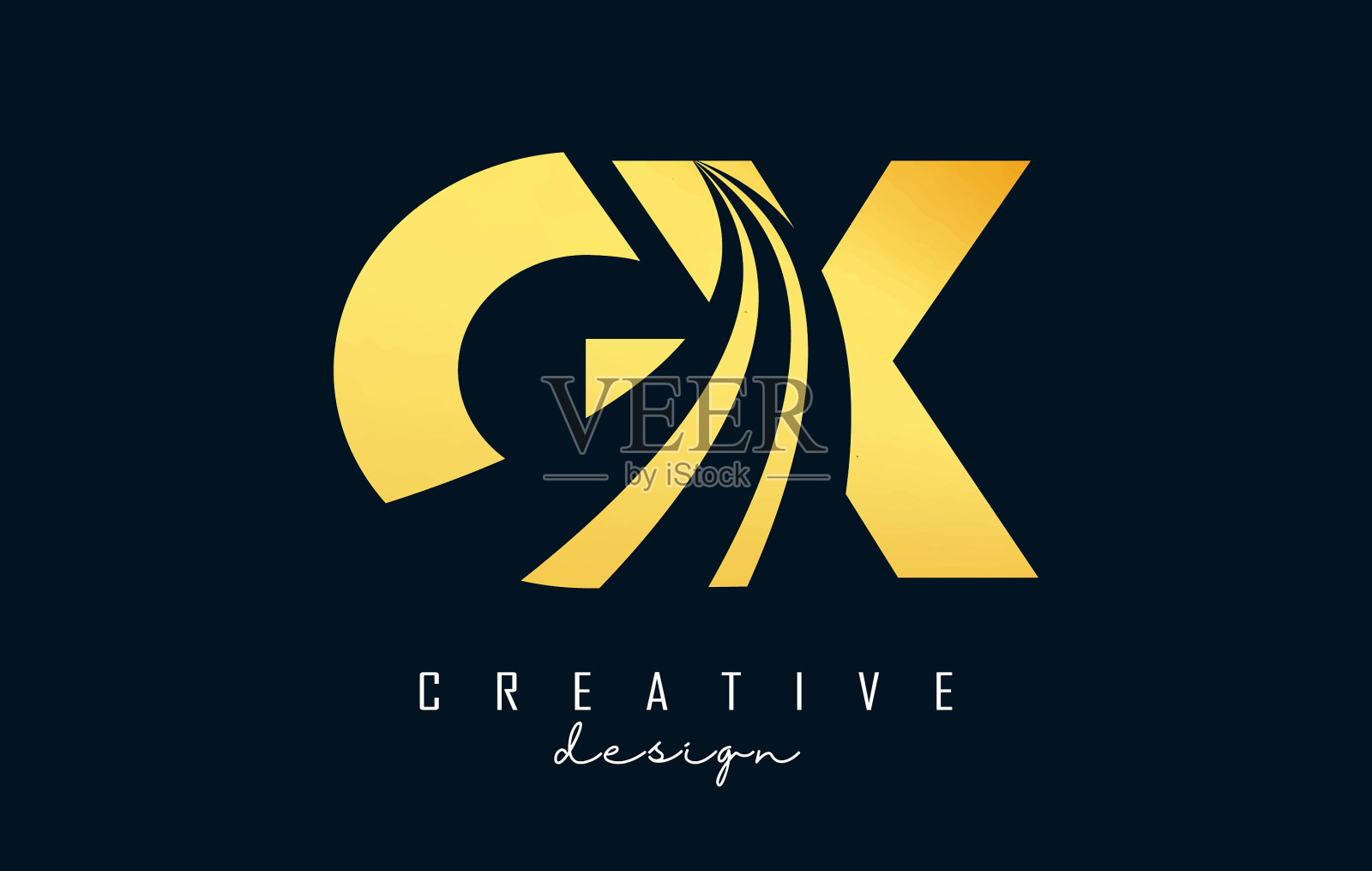 创意蓝色字母gx gx标志与领导插画图片素材