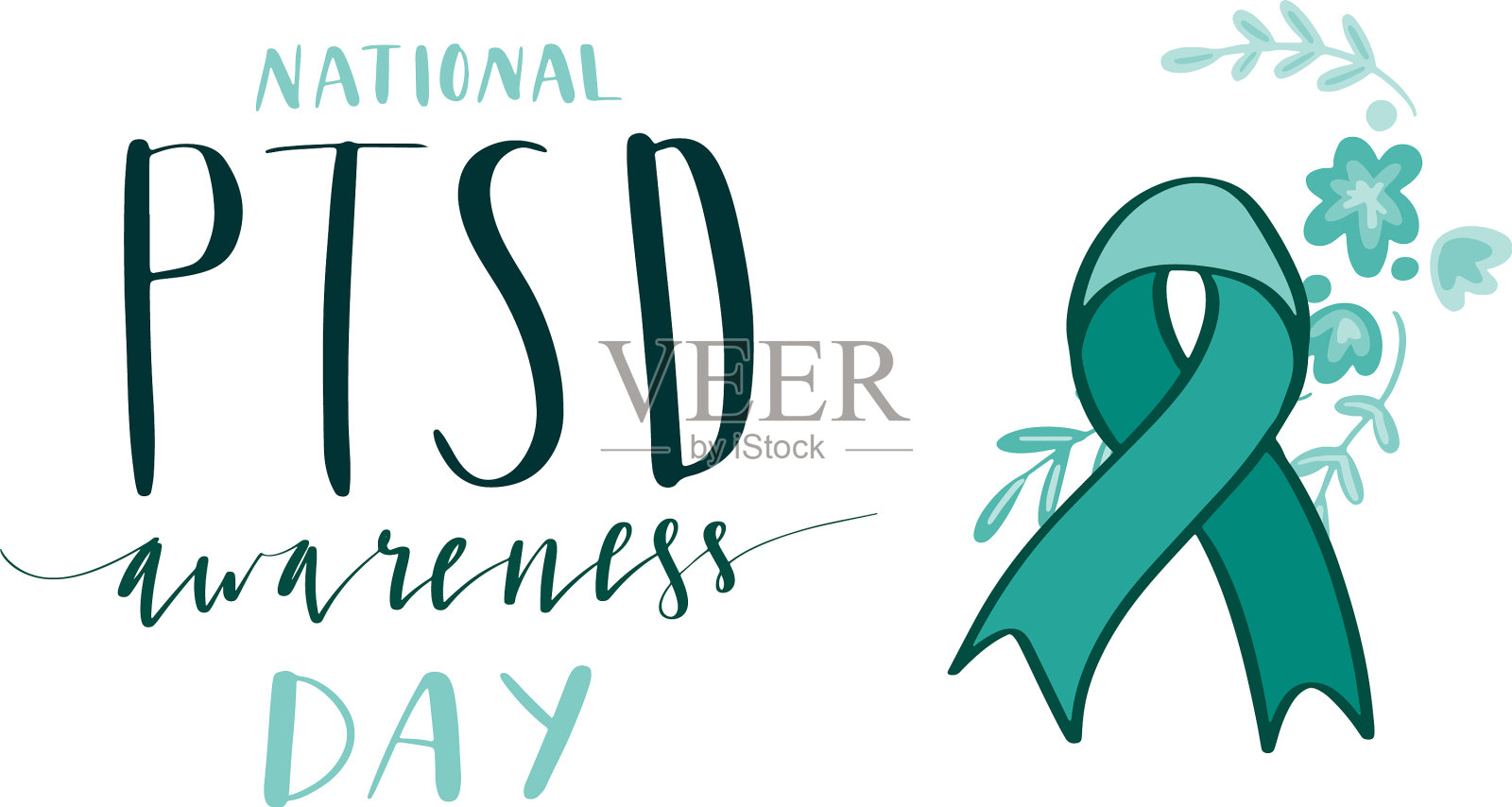 全国创伤后应激障碍意识日手书插画图片素材
