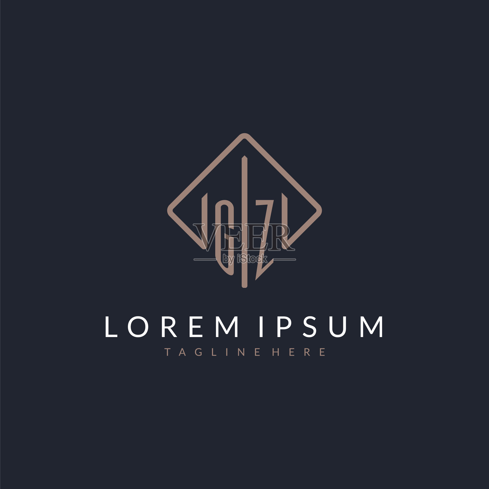 Gz初始标志采用曲线矩形风格设计插画图片素材