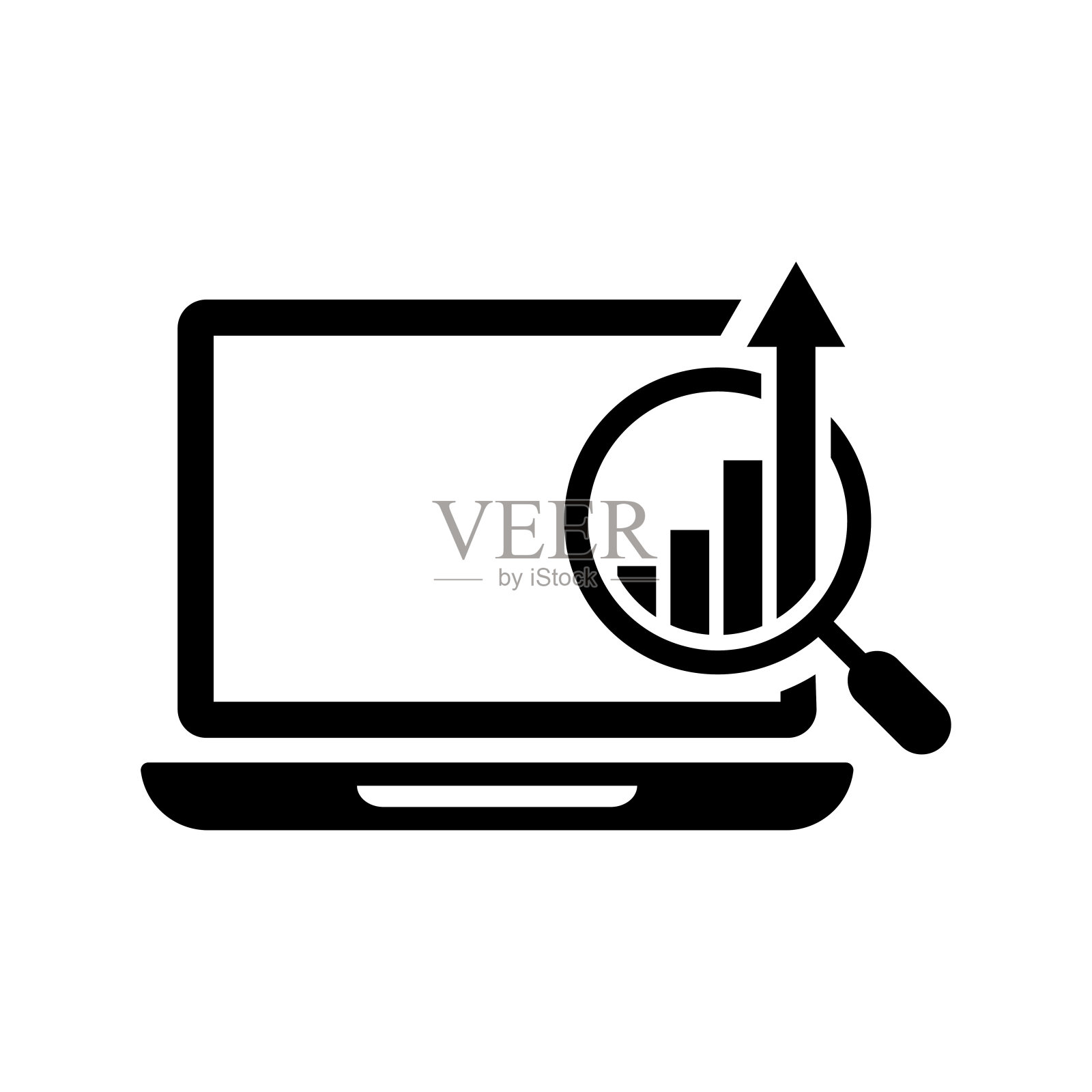 营销，趋势，分析，报告图标。黑色的矢量图形。图标素材