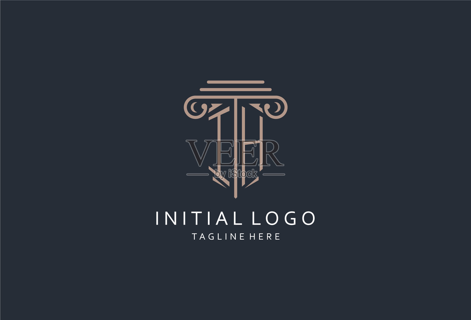 Ih字母标志与柱形图标豪华插画图片素材