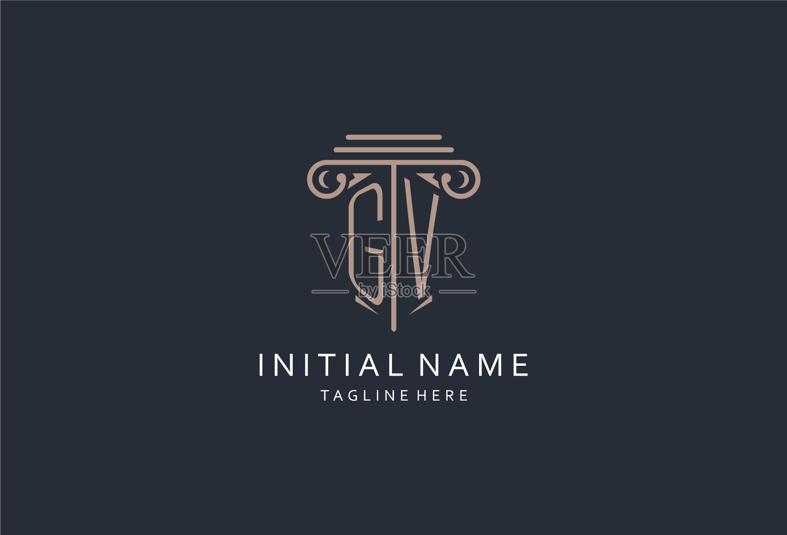 全球之声字母标志与柱形图标豪华插画图片素材