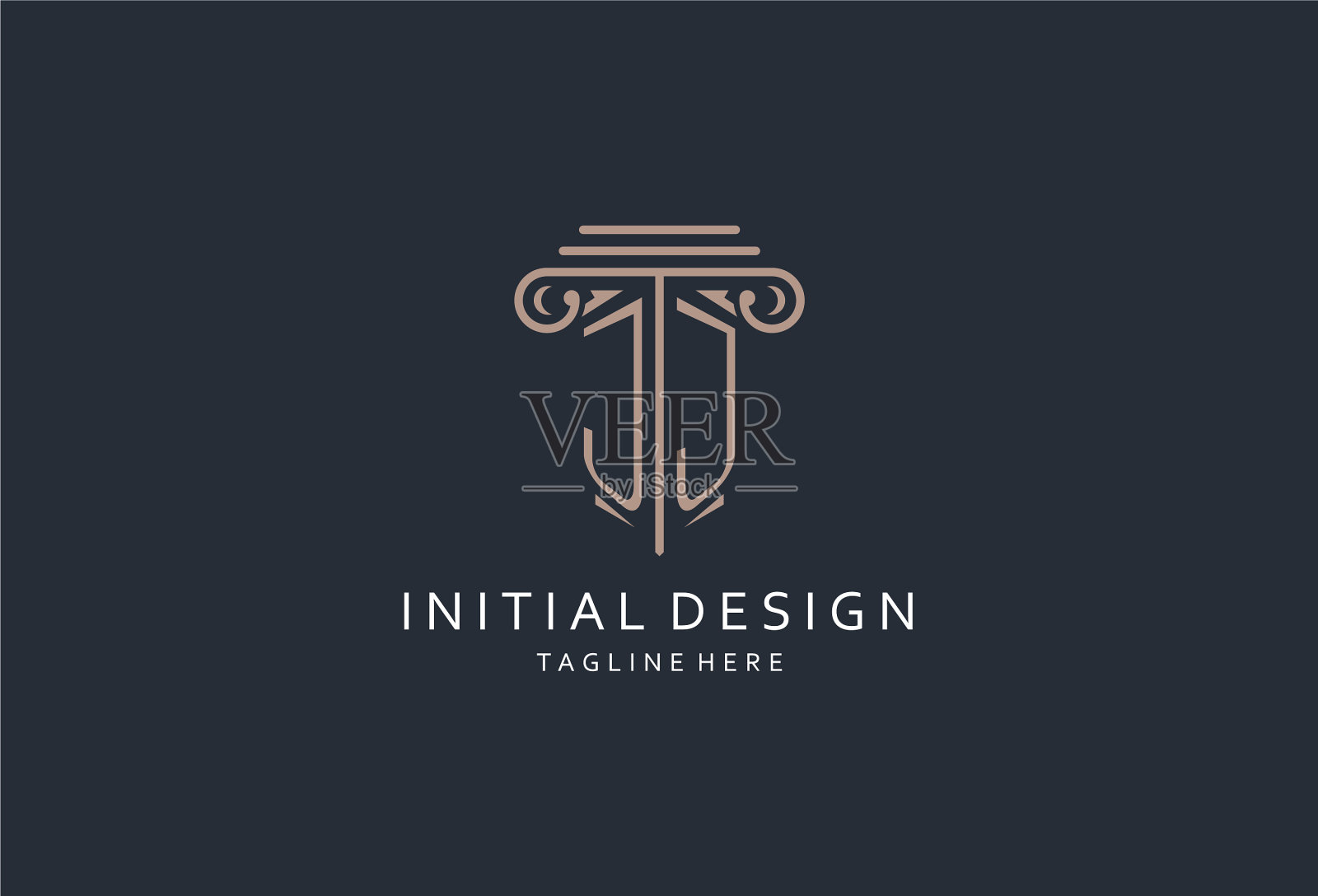 Jj字母标志与柱形图标豪华插画图片素材