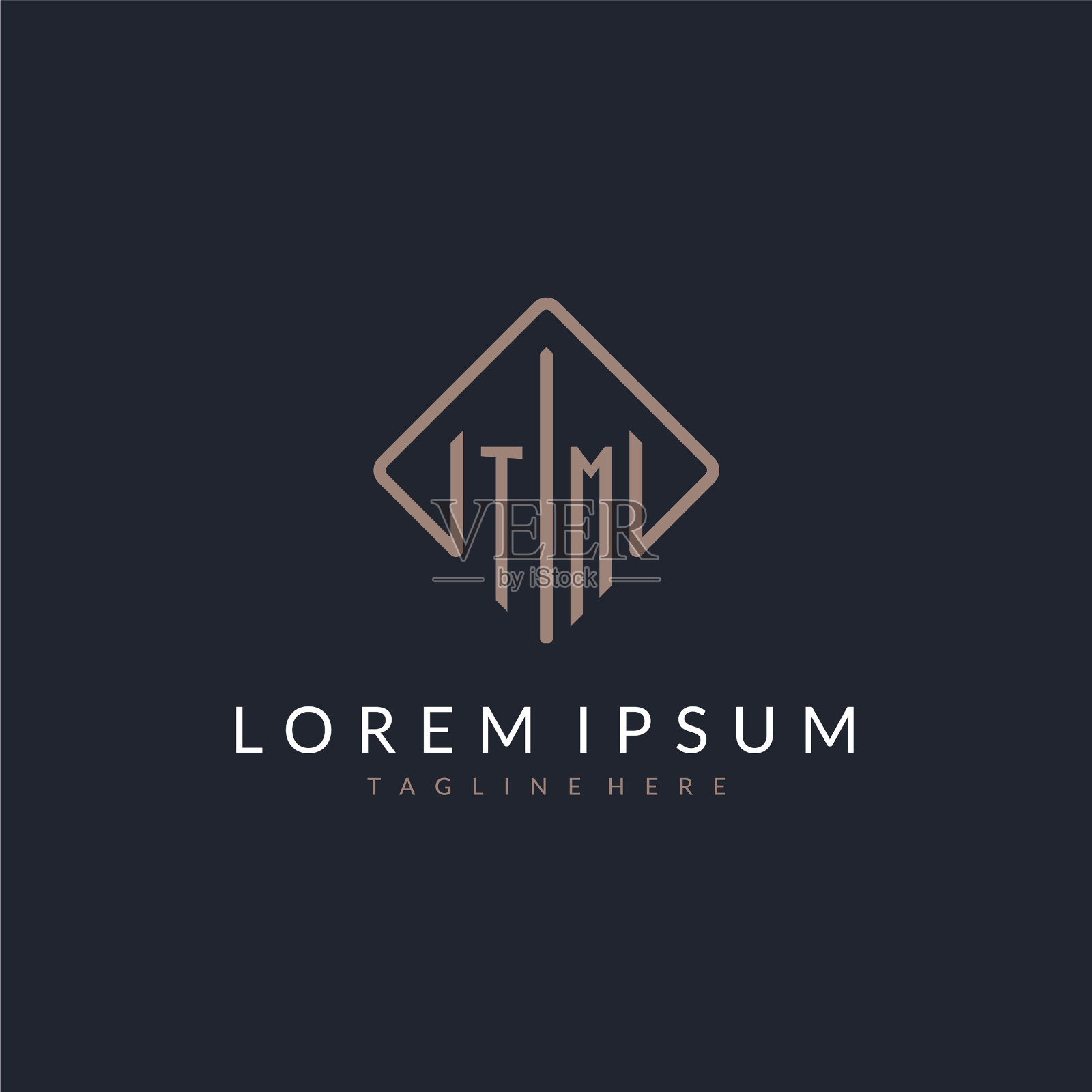 Tm初始标志与曲线矩形风格设计插画图片素材