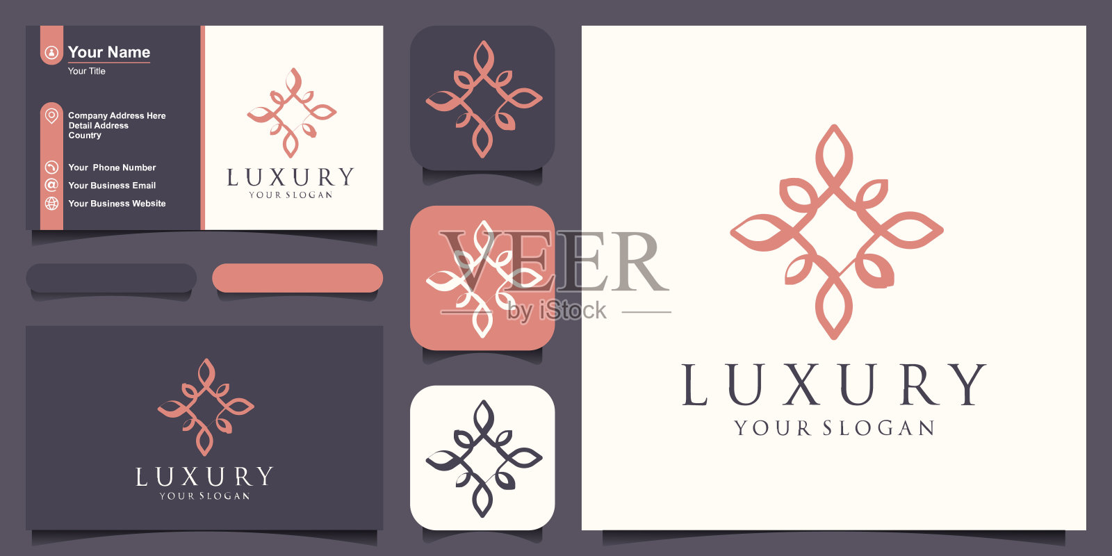 饰品优雅的叶子标志设计为美容，化妆品，瑜伽和水疗插画图片素材