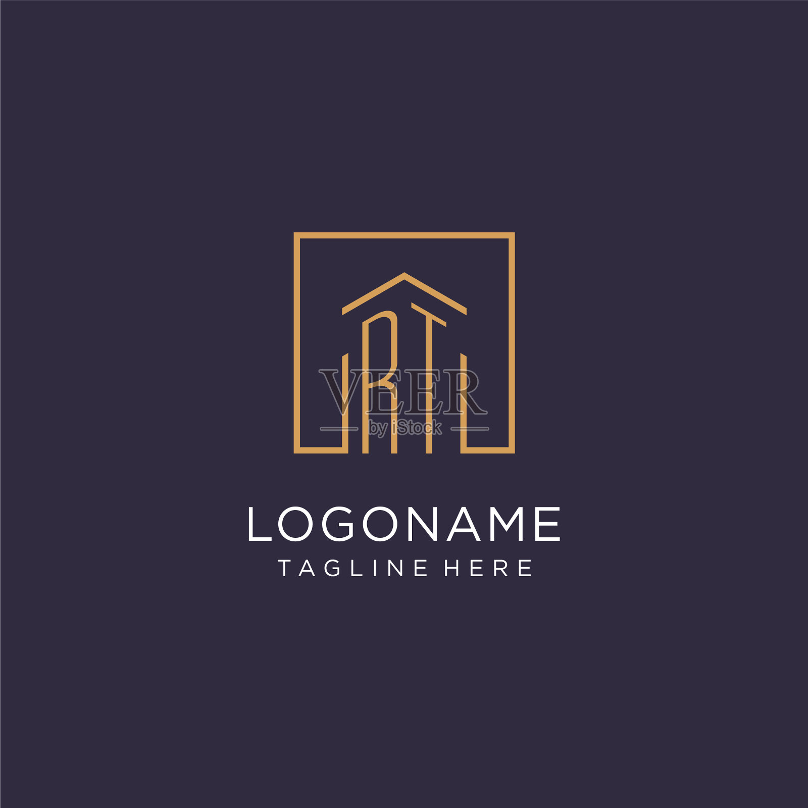 Rt初始方形标志设计现代而奢华插画图片素材