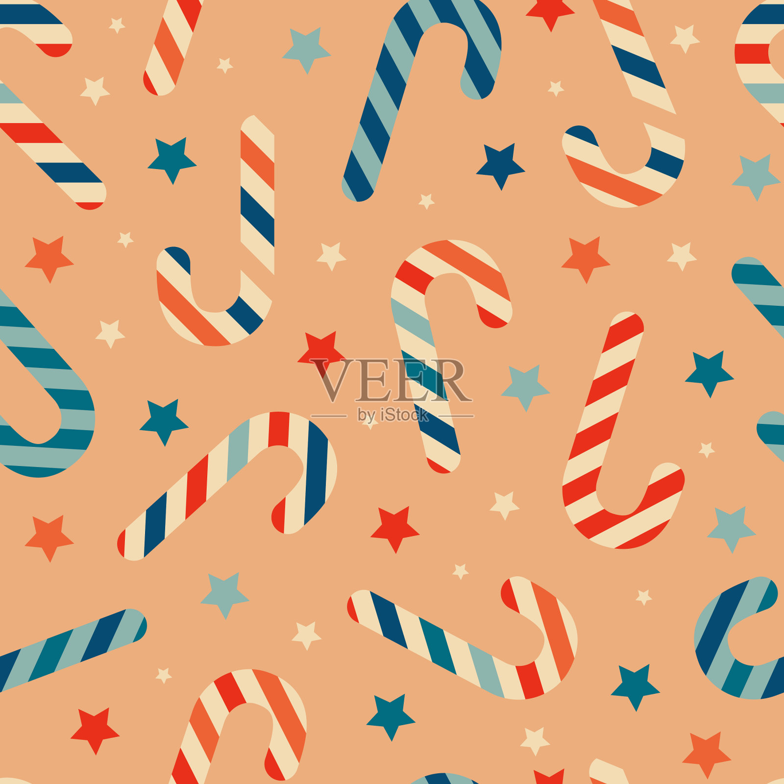 圣诞新年用糖果无缝图案插画图片素材