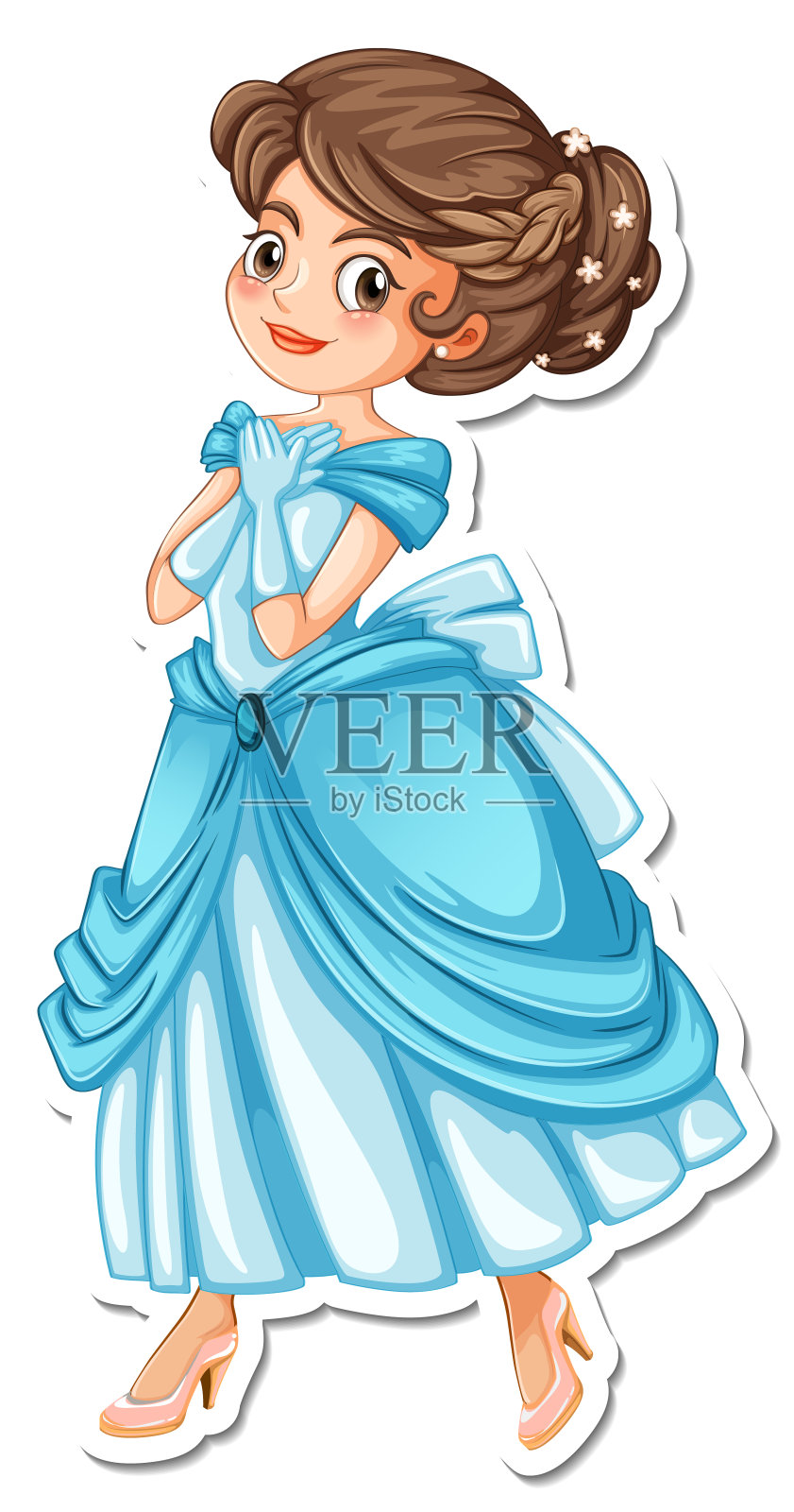 美丽的公主卡通人物贴纸设计元素图片