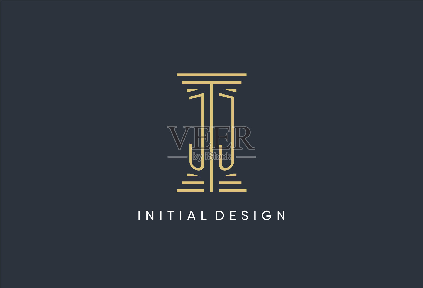 Jj初始字母与柱形标志设计插画图片素材