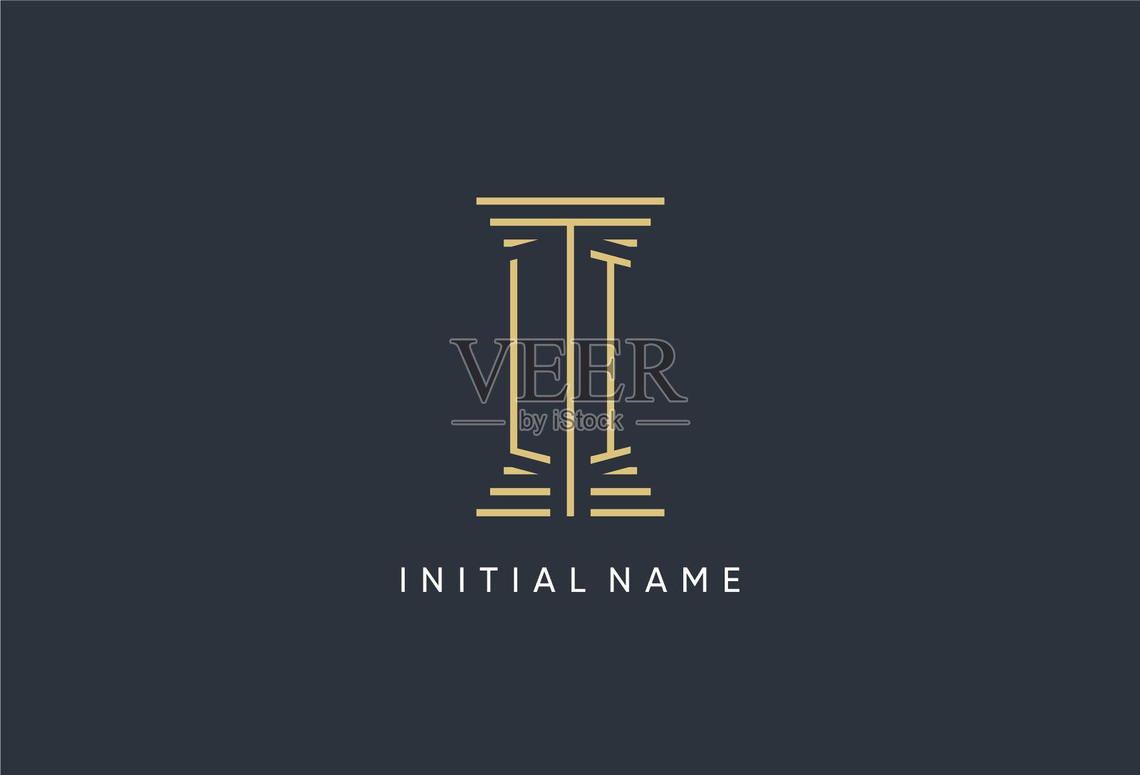 首尾字母与李柱形标志设计插画图片素材