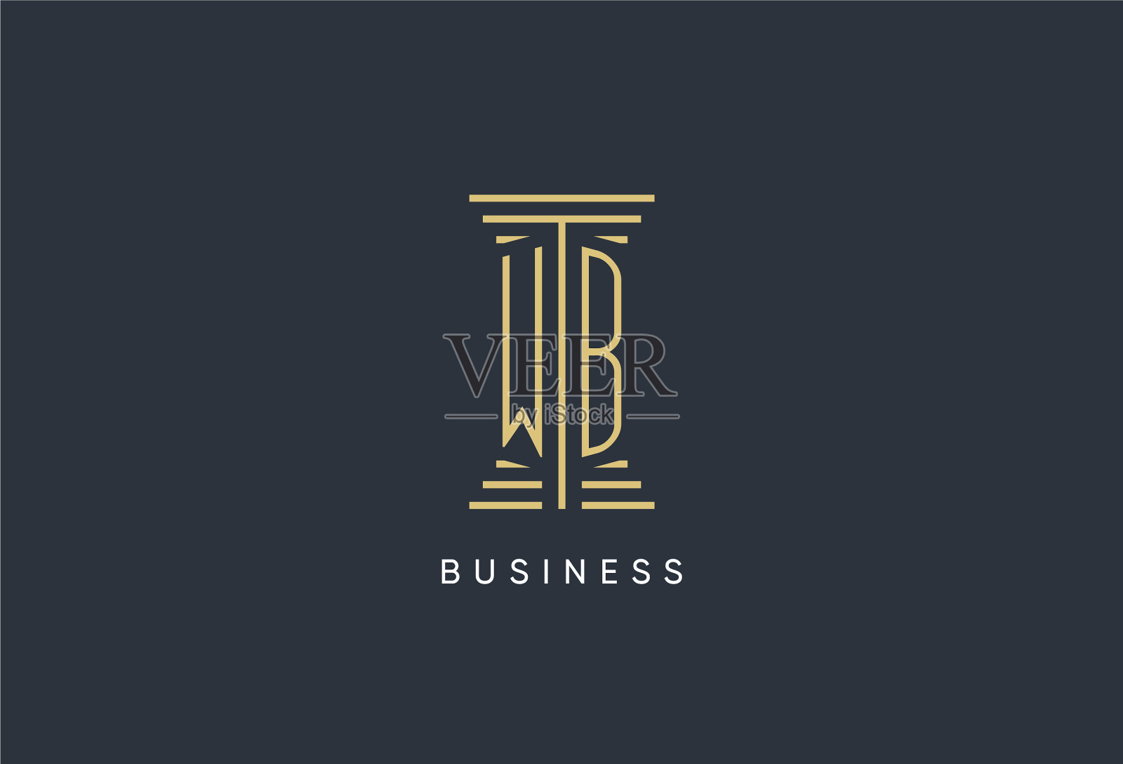 Wb初始字母与柱形标志设计插画图片素材