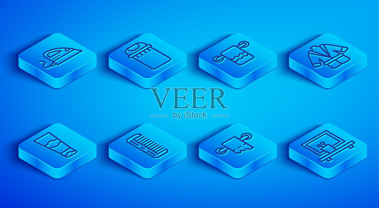 设线电熨斗垃圾桶毛巾架图标素材