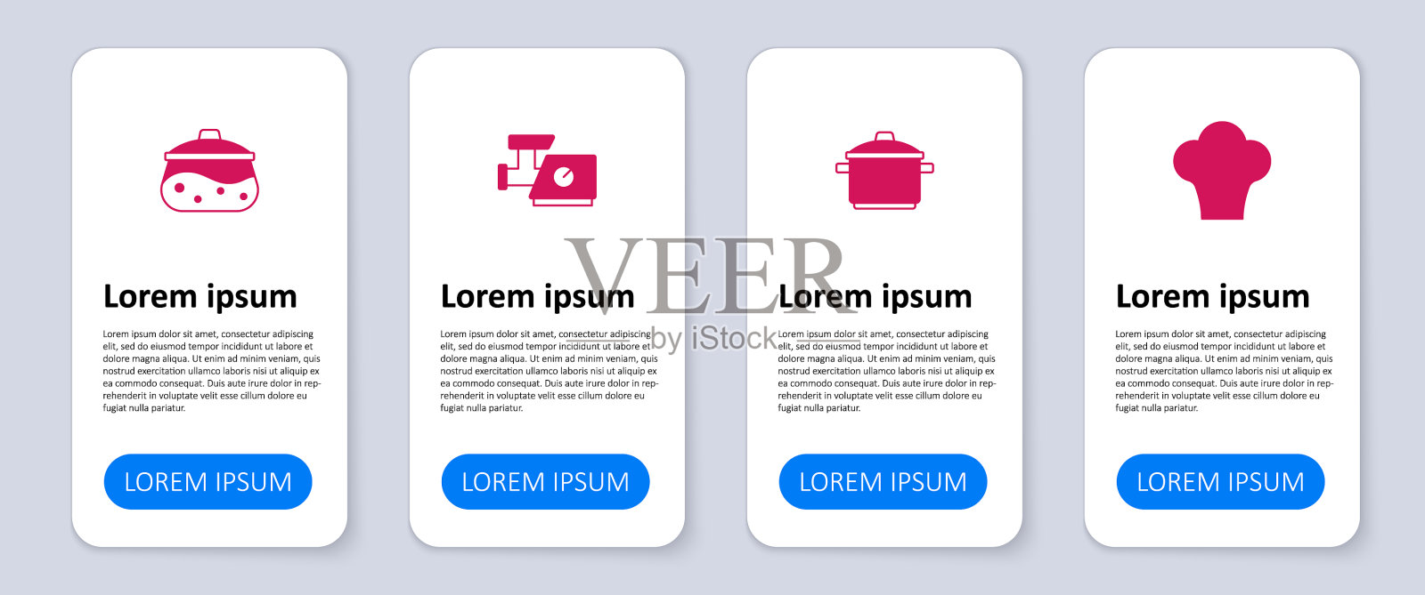 集厨师帽烹饪锅厨房绞肉机插画图片素材