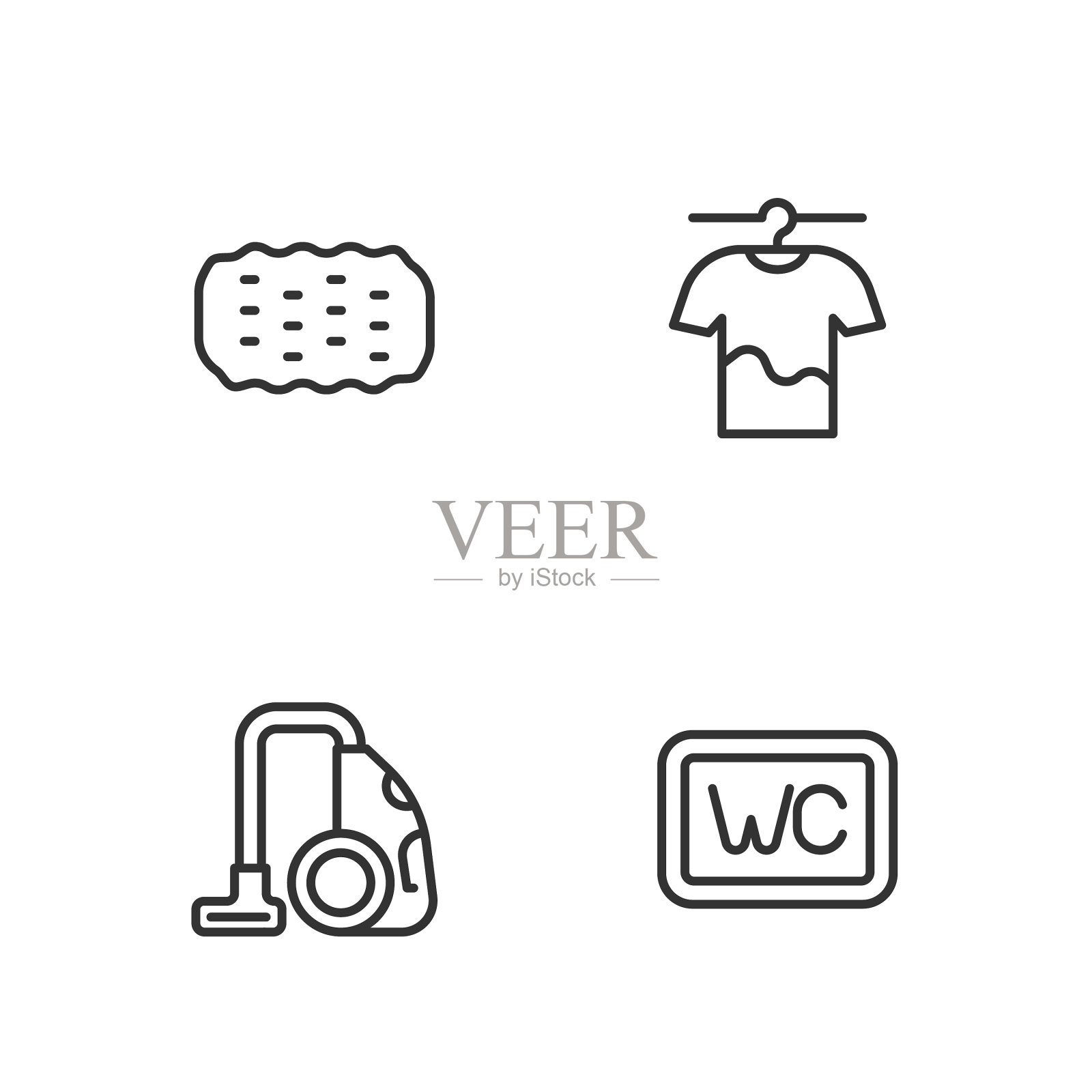 设线卫生间吸尘海绵及烘干图标素材